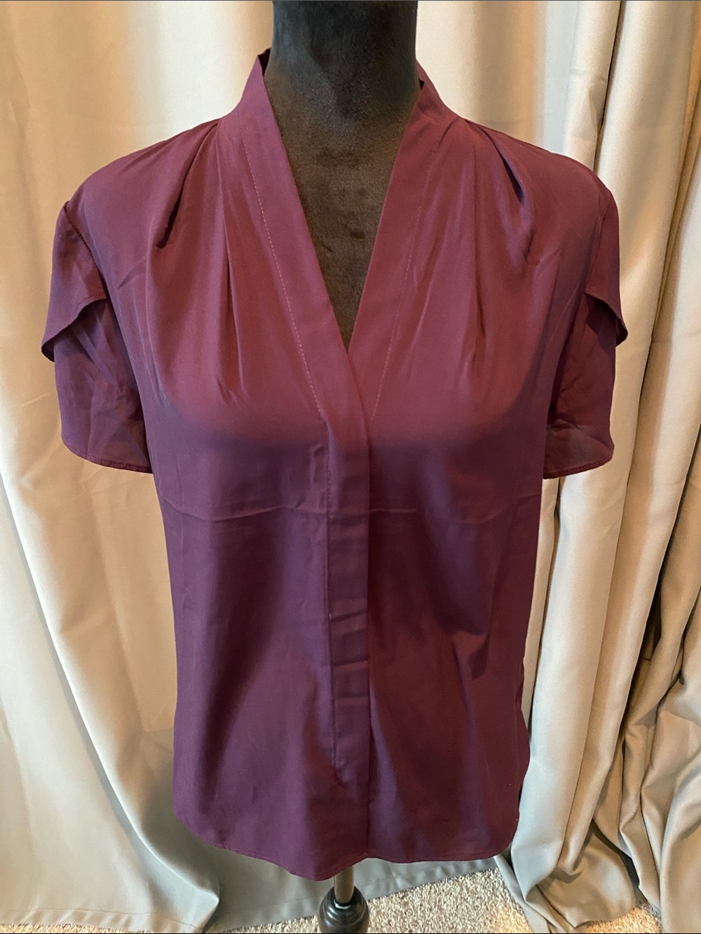 Calvin Klein Plum V-Neck Short Sleeve Blouse